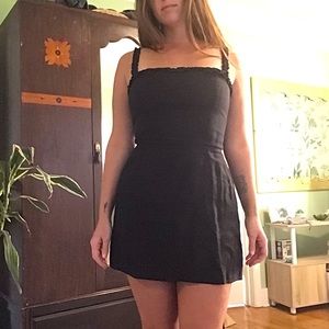 Linen Black Reformation Mini Dress